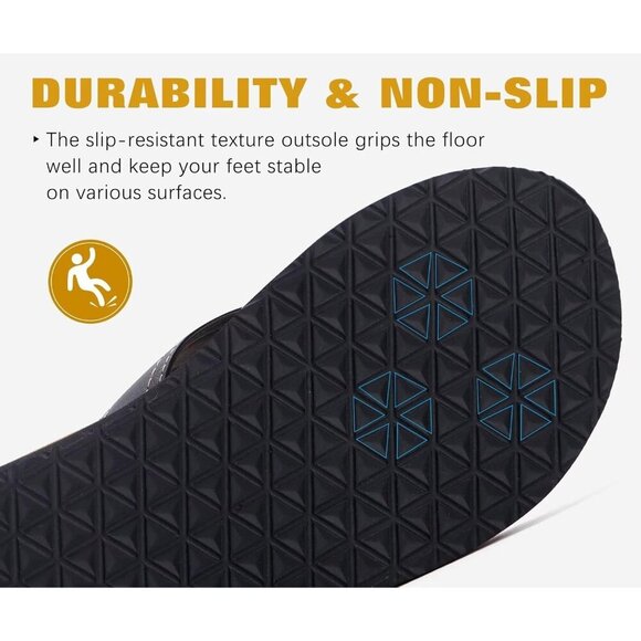 〽️Men\'s Flip Flop Sandal Brown Leather Slip On Arch Support Comfortable Shoes